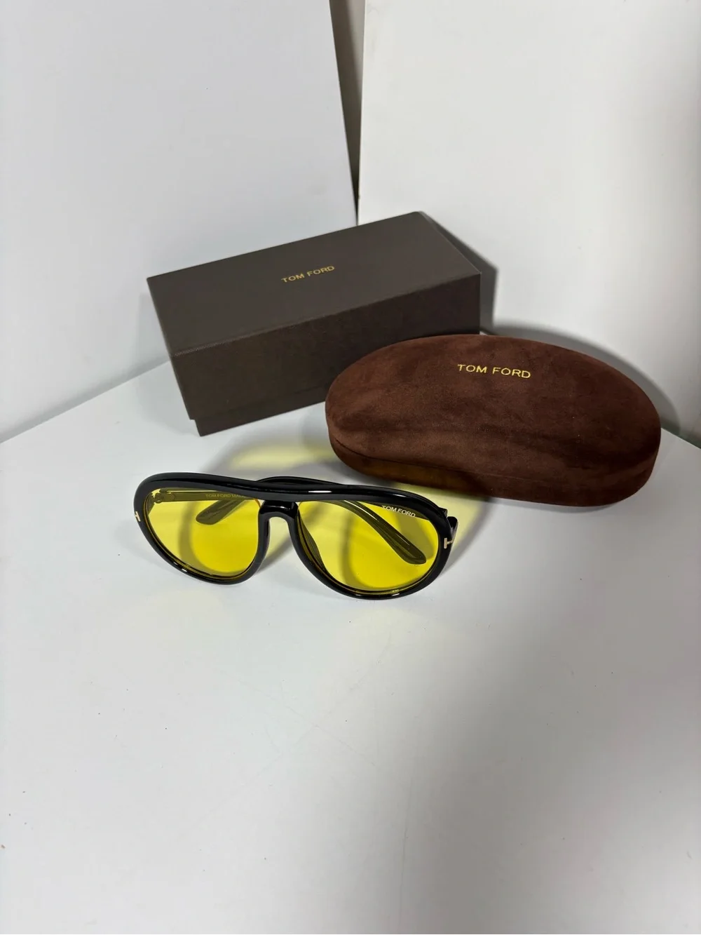 Tom Ford Black Sunglasses with Yellow Lenses